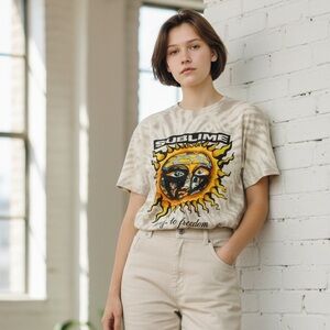 EARTHBOUND 40 Oz to Freedom Tie Dye Graphic Tee, Brown/White Multicolor, S, NWT